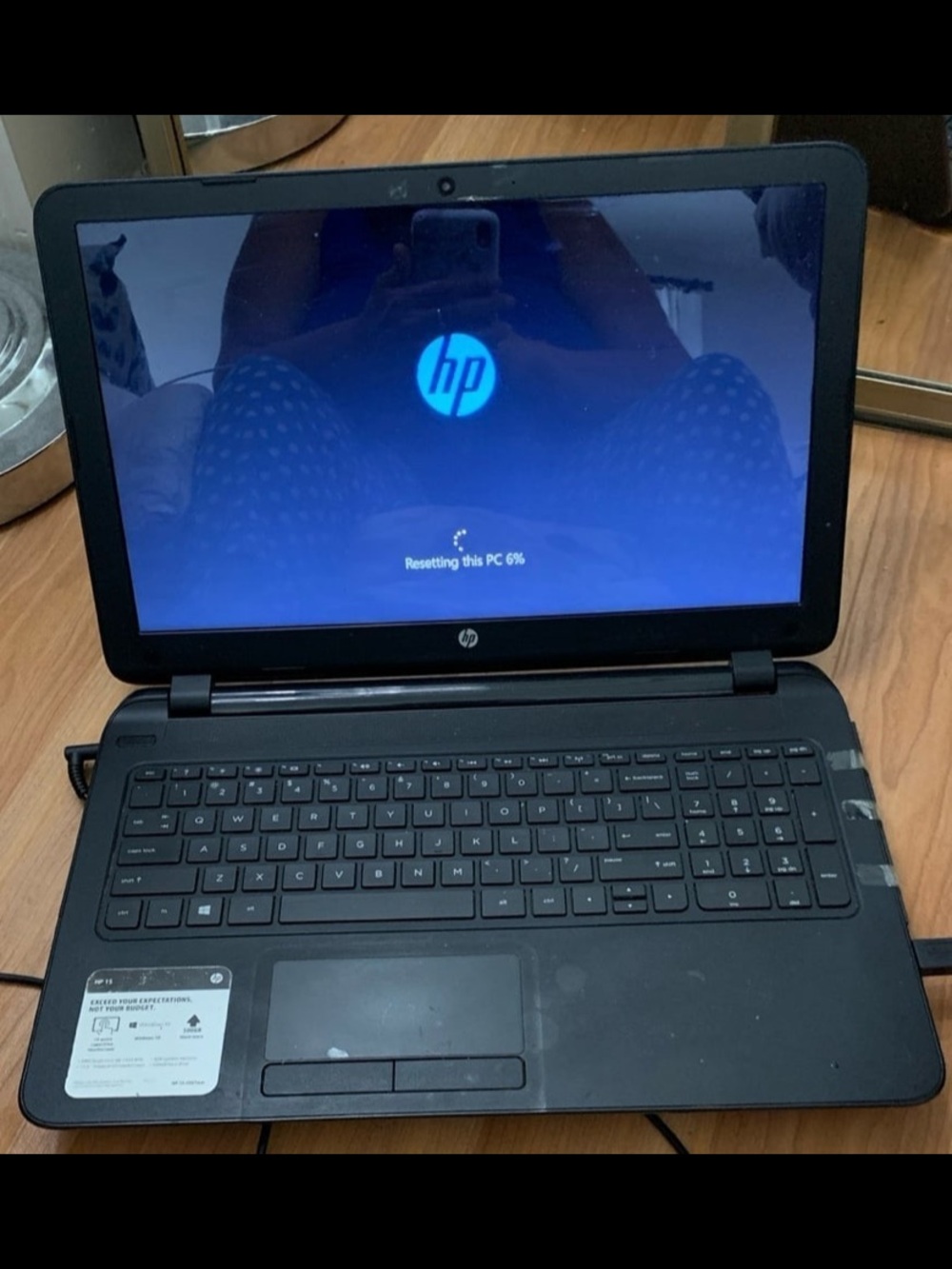 HP Black 15.6" Laptop with Full Keyboard and Trackpad